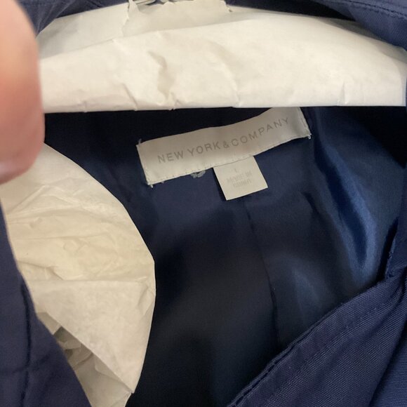 New York & Co Double Breasted Belted Trench Coat, Navy Blue, Large - Picture 5 of 6